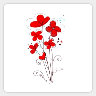 Abstract red flowers Sticker